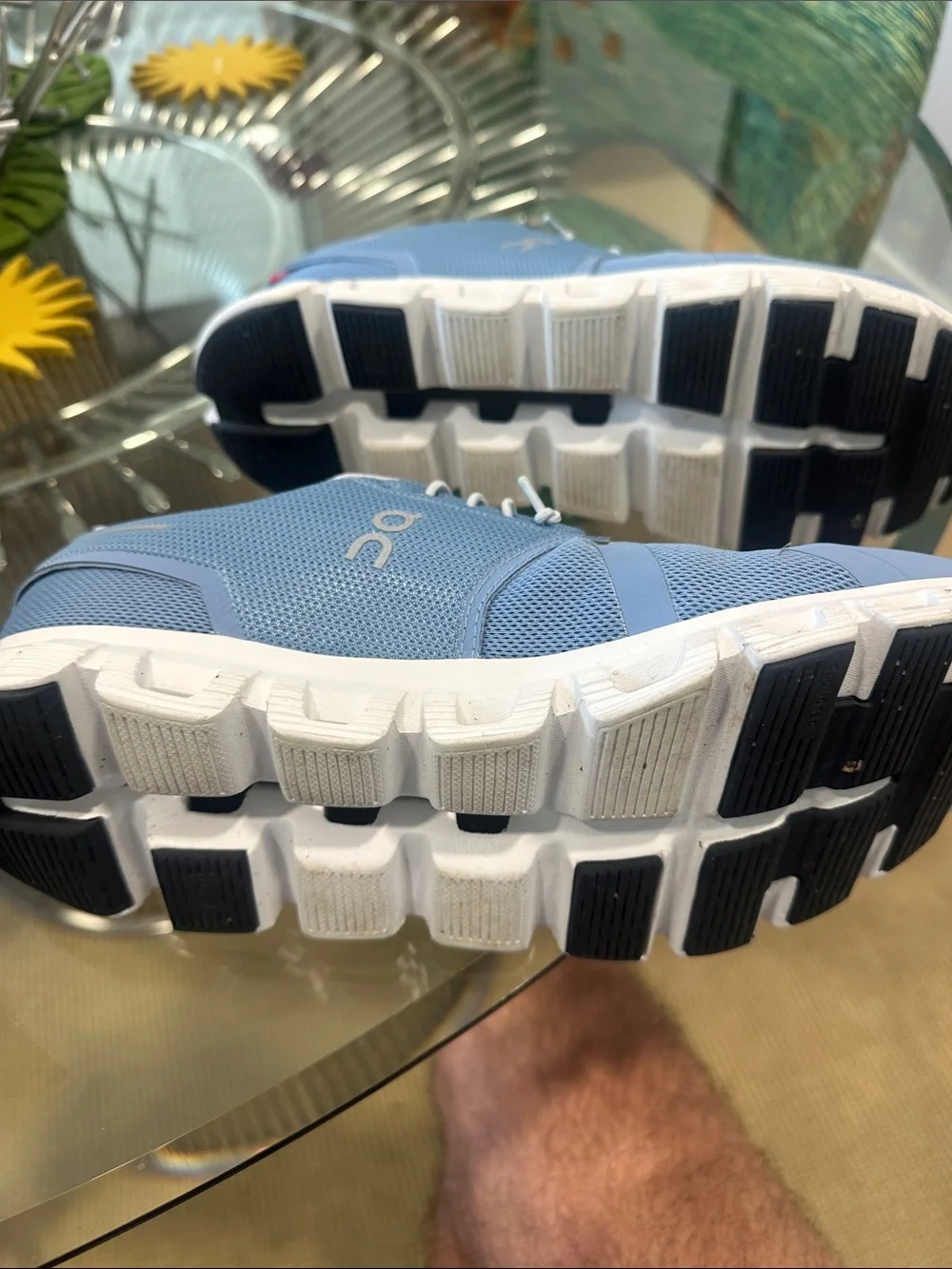 On Running Cloud 6 Men's Sneakers in Light Blue and White
